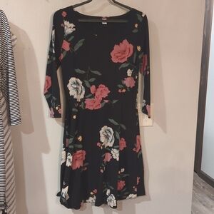 Old Navy Women's Long Sleeve Floral A-line Dress, Sz M